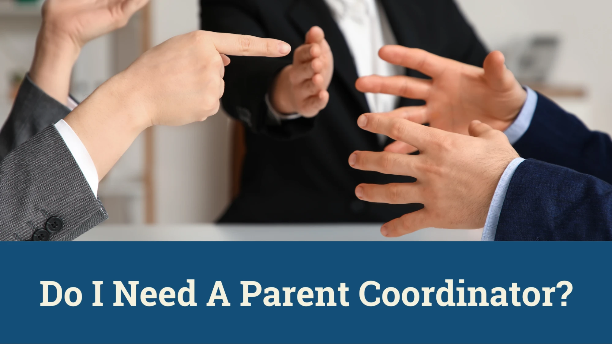 Divorced parents meeting with a neutral parent coordinator to resolve a co-parenting dispute in New York